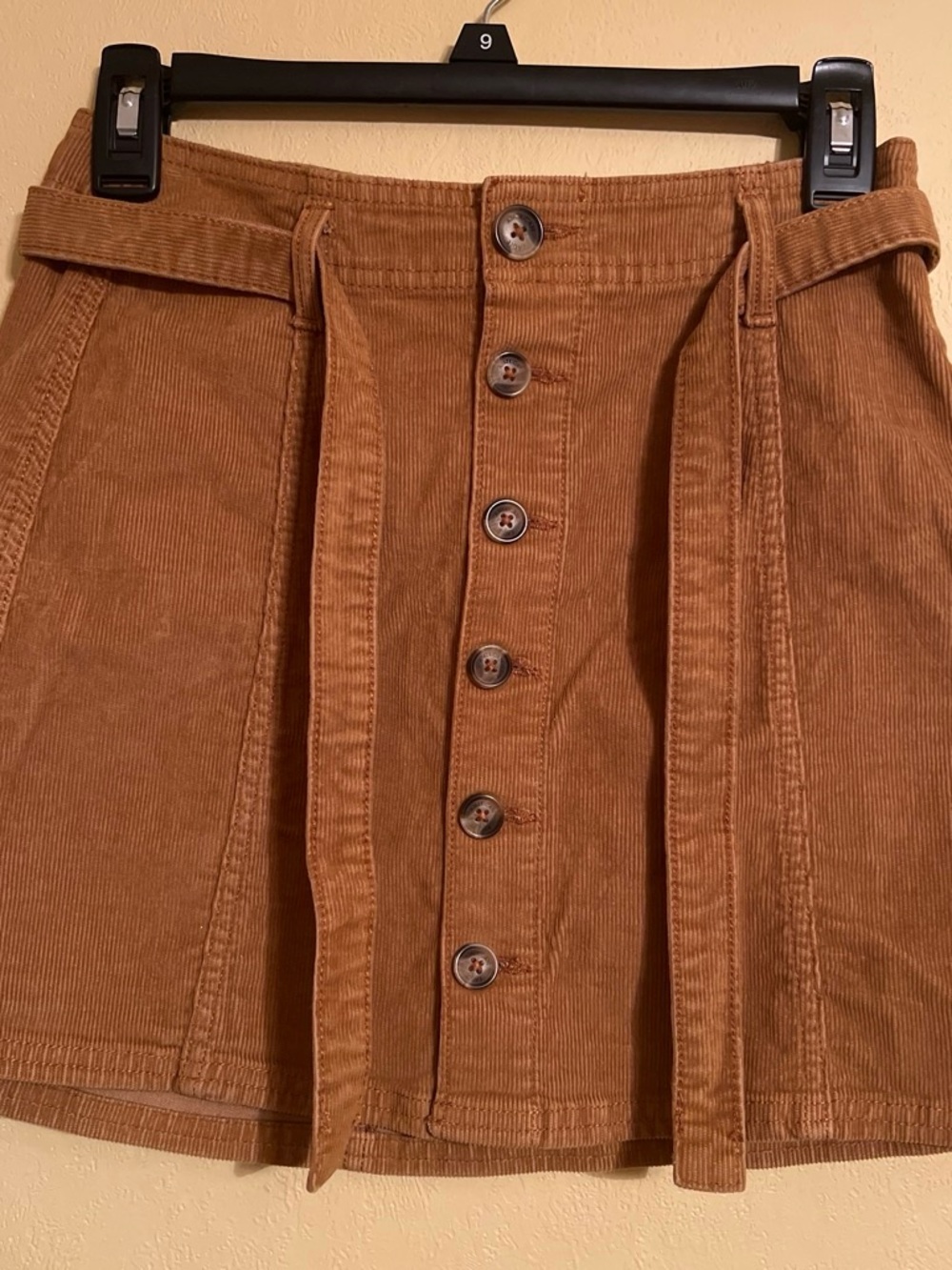 American Eagle Outfitters Brown Corduroy Button-Front Skirt